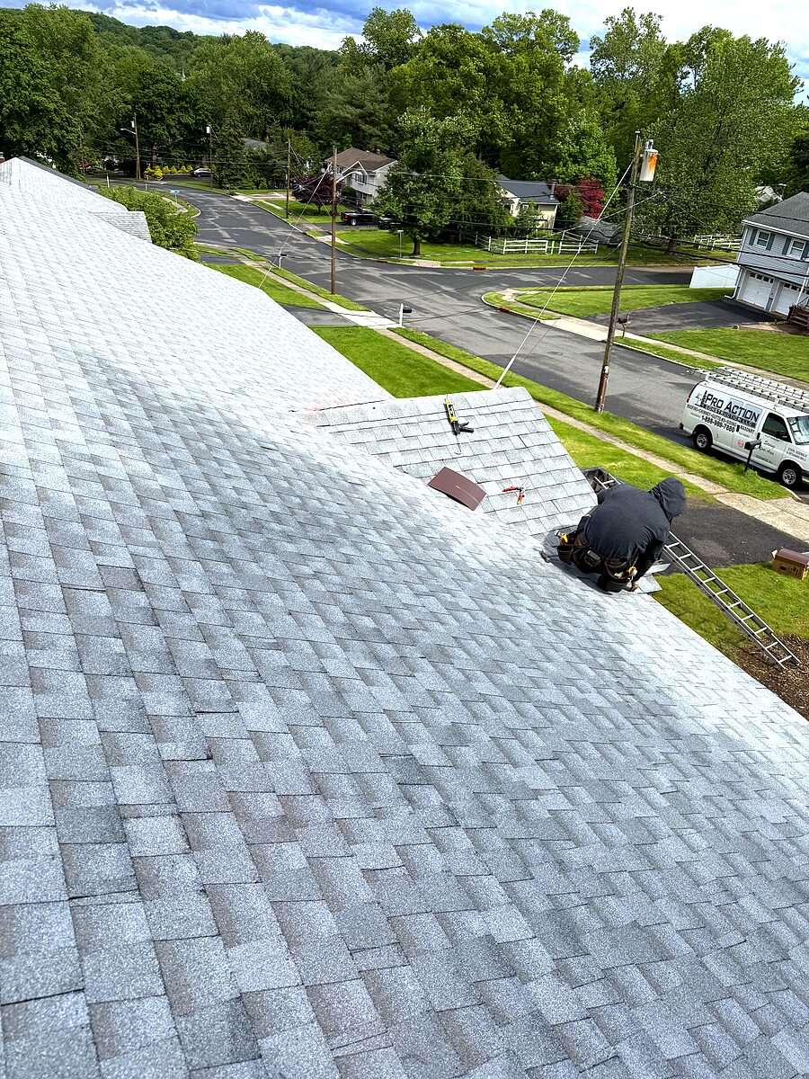 Asphalt roof shingles during repair